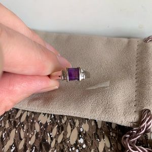 Ladies Amethyst ring... white gold. Size 7